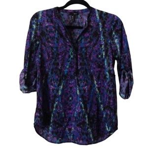 Aqua Roll Tab Sleeve Blouse